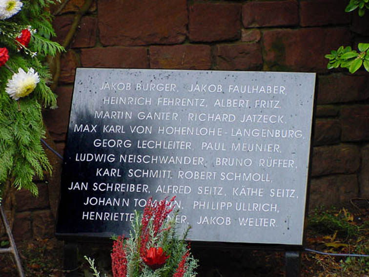 Die Namen der ermordeten WiderstandskmpferInnen