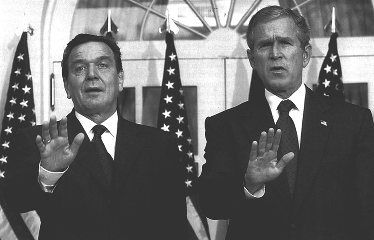 Waffenbrüder Schröder und Bush